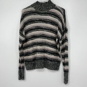 PINK REPUBLIC CHARCOAL STRIPE LIGHTWEIGHT LONG SLEEVE SWEATER SMALL